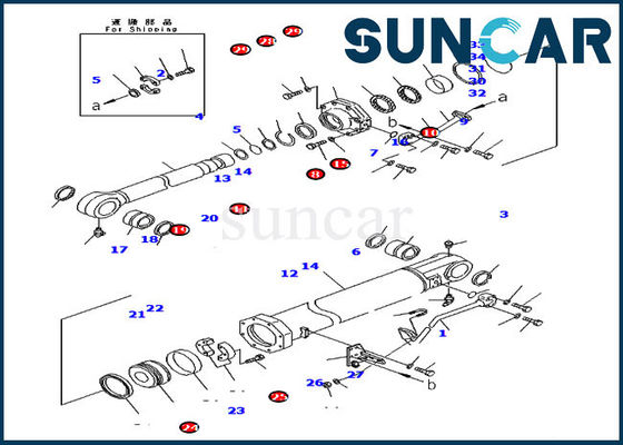 Escavadora D375A-5D de Kit Cylinder Repair Kits For KOMATSU da selagem da inclinação de lâmina 7079974520