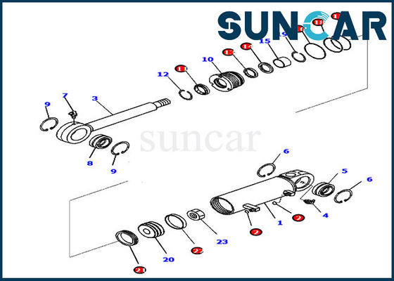 Serviço Kit Tilt Cylinder Sealing Kit da escavadora das partes 707-99-24650 de D31EX-22 KOMATSU
