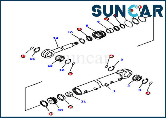 Jogo da selagem de Kit Blade Angle Hydraulic Cylinder do serviço da escavadora 707-99-42530 KOMATSU