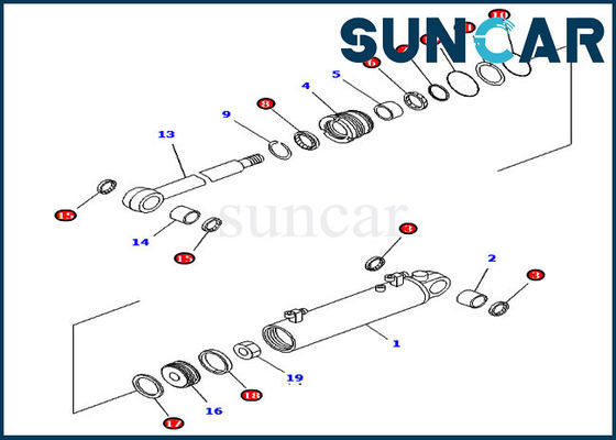 707-99-32280 7079932280 escavadora hidráulica de Kit Fits D41E-6K KOMATSU do reparo do selo do elevador da lâmina