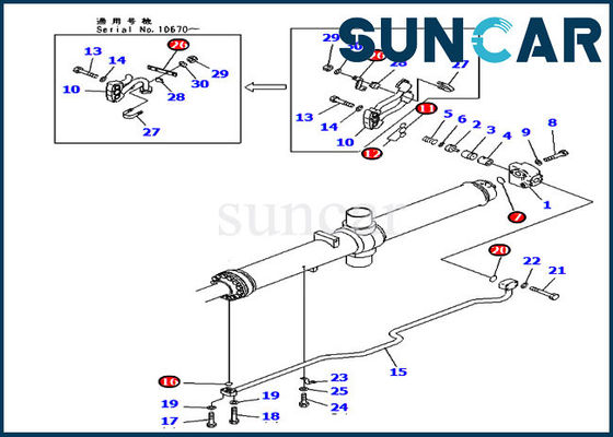 Peças de D475A-3 KOMATSU 707-98-67510 7079867510 jogos hidráulicos do selo do cilindro do reparo do elevador da lâmina