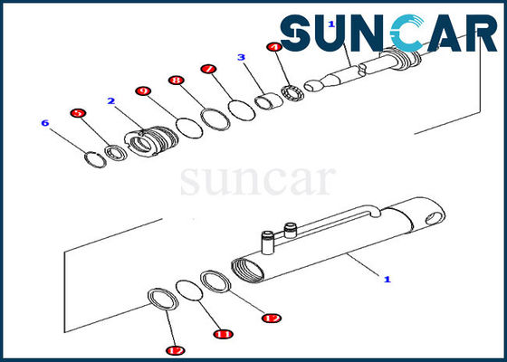 Selo Kit For Komatsu D475A-3 do reparo do cilindro hidráulico de resistência de corrosão 707-99-11010