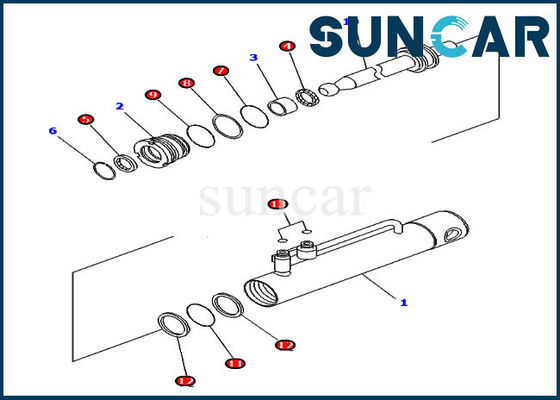 707-98-11350 selo Kit Fits Komatsu D375A-6 D475A-5 do cilindro hidráulico do extrator do Pin
