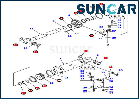 707-99-75600 cilindro Kit Fits Komatsu D475A-5A do elevador do estripador de 7079975600 jogos do selo da escavadora