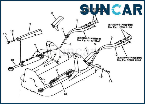 707-98-41010 escavadora da inclinação de Kit For Komatsu Power Angle do selo do cilindro do elevador de 7079841010 lâminas