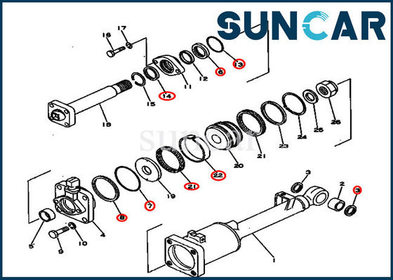 Reparo ISO9001 Kit For D53A-16 D53P-16 KOMATSU do jogo 130-63-05050 da selagem do cilindro da inclinação