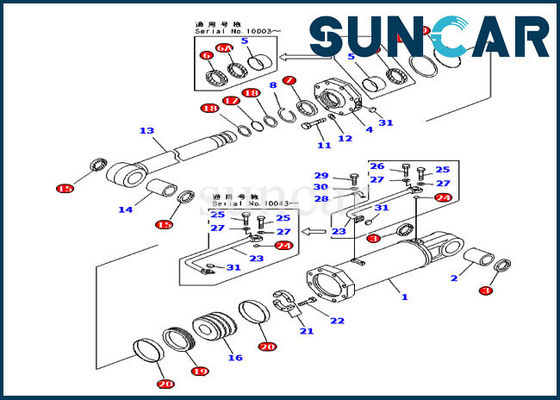 707-98-84420 serviço Kit Cylinder Repair Seal Kit do elevador do estripador para a escavadora de KOMATSU D575A-2