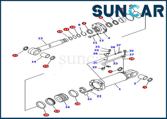 Reparo Kit Hydraulic Oil Seal Kit do cilindro da inclinação do estripador das partes 707-98-84450 de D575A-2 KOMATSU