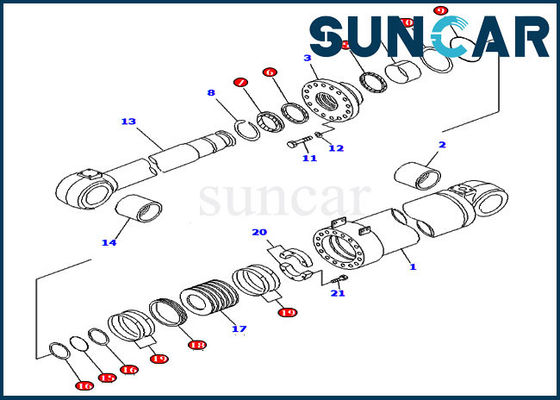 707-99-96200 reparo Kit For Komatsu Wheel Loader WA800-3 WA900-3 do selo do cilindro da descarga