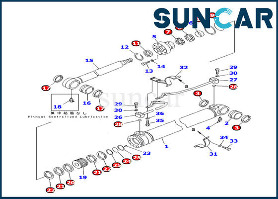 707-98-36250 selo interno Kit Parts do reparo de Boom Cylinder Service Kit Komatsu PC100-6Z da máquina escavadora