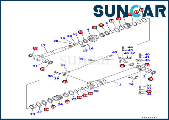Resistência de óleo 707-99-44340 peças internas hidráulicas de Kit For Komatsu PC100-6Z do selo do cilindro do braço