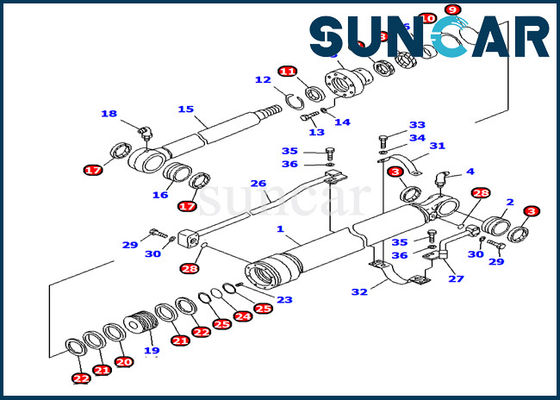 707-99-69620 selo hidráulico Kit Inner Parts do cilindro do braço de KOMATSU PC1000-1 dos jogos do selo do reparo
