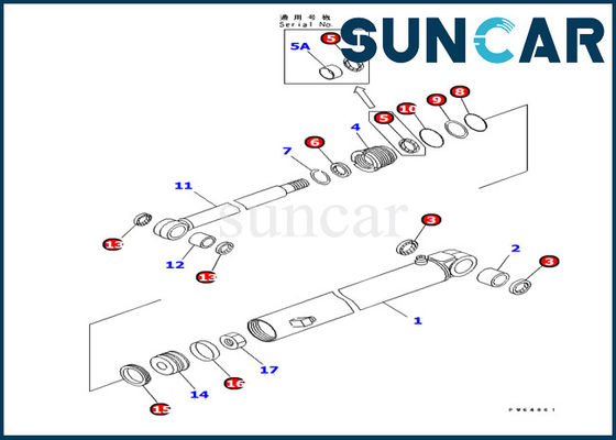Máquina escavadora Sealing 707-98-10820 peças internas dos jogos PC10MR-1 KOMATSU do selo do cilindro do braço