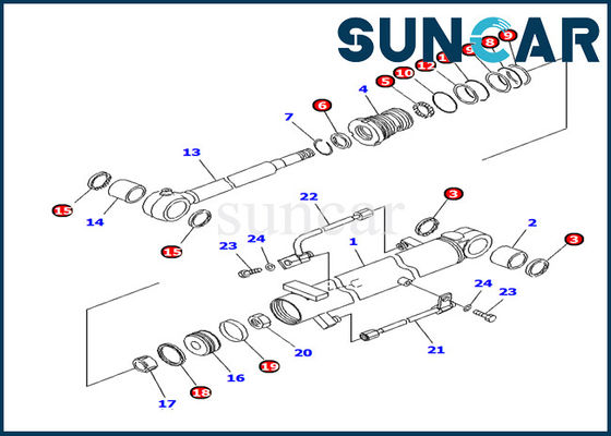 707-98-10940 jogos do selo do reparo do cilindro do crescimento de KOMATSU para PC10MR-1 a máquina escavadora Inner Parts