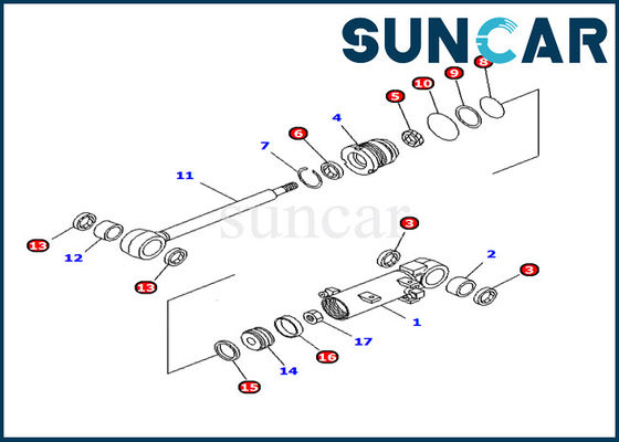 707-98-11240 máquina escavadora Inner Parts do jogo PC10MR-1 do serviço do cilindro do elevador da lâmina das peças do OEM de KOMATSU