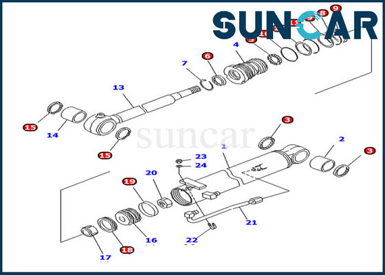 Máquina escavadora hidráulica de Kit For Komatsu PC10UU-3 do serviço do cilindro do crescimento do jogo 707-98-13880 do selo