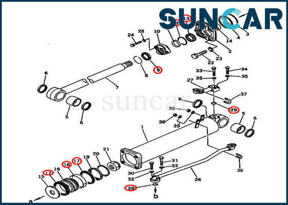 Selo hidráulico Kit Cylinder Replacement Kits For D57S-1B D57S-1 KOMATSU do elevador dos selos 135-63-05060