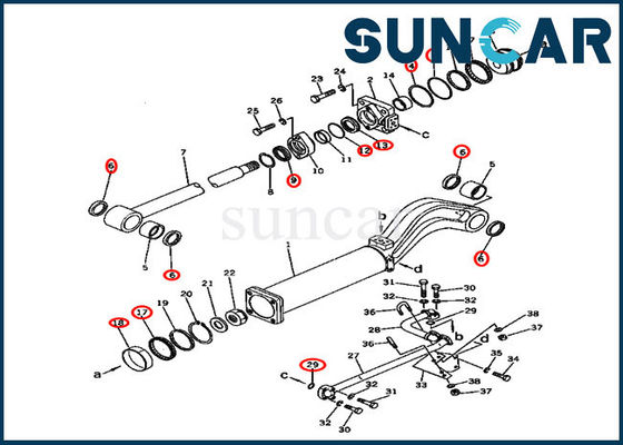 Escavadora de Kit For D57S-1 KOMATSU do reparo do selo do cilindro da descarga do jogo 135-63-05030 do selo do óleo hidráulico