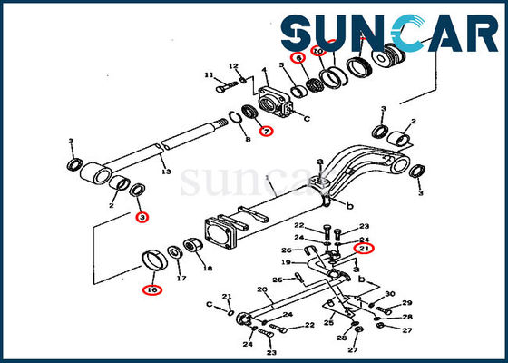 135-63-05010 descarga que sela carregadores da esteira rolante de Kit Cylinder Service Kit Fits D57S-1 KOMATSU