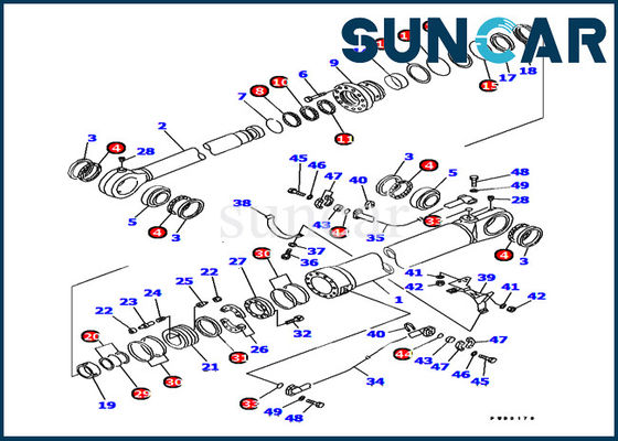 Máquina escavadora Packing Kit de Kit Service Kit PC1000-1 do selo do cilindro da cubeta de KOMATSU 707-99-78630