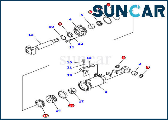 707-98-52140 escavadora reta hidráulica da inclinação de Kit For D61EX-12 do selo do reparo de KOMATSU do cilindro da inclinação
