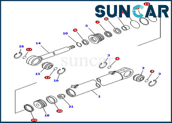 707-99-35170 serviço Kit Hydraulic Oil Seal Kit do cilindro do ângulo para a escavadora da esteira rolante de D61EX-12 KOMATSU