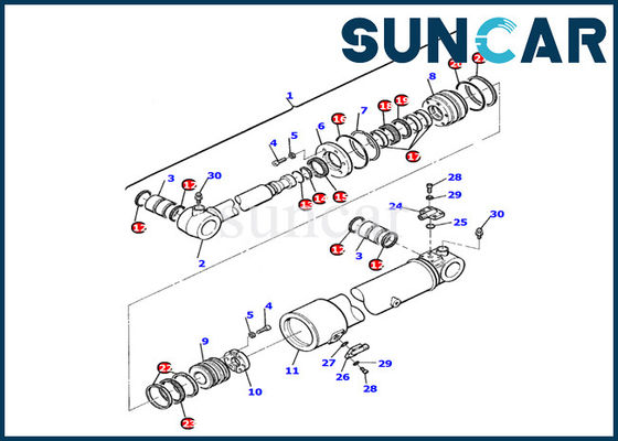 jogos hidráulicos do selo do cilindro do braço 21D-61-13160 para o modelo Inner Replacement Kit de KOMATSU PC110R-1