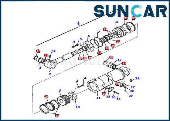 Máquina escavadora Repair Service Kit de Kit Gasket Kit PC110R-1 do selo do cilindro de lâmina de KOMATSU 21D-61-15170