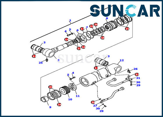 Vista o cilindro do crescimento da resistência 226-61-11220 KOMATSU PC110R-1 que sela Kit Excavator Gasket Kit
