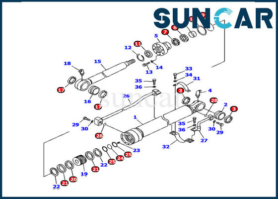 707-98-36240 cilindro da cubeta que sela o modelo Inner Repair Kit de Kit Komatsu Seals PC120-6