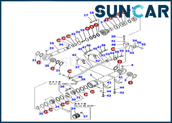 707-98-85310 máquina escavadora hidráulica Machinery de Kit Fits PC1250-8 KOMATSU do reparo do selo do cilindro do braço