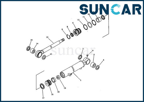 máquina escavadora Inner Repair Kit de Kit Fits Models PC03-1 do selo do cilindro do balanço de 21S-63-02040 KOMATSU