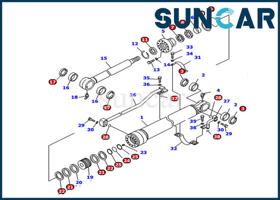 707-99-25800 peças de Hydraulic Cylinder Inner da máquina escavadora de Kit Fits PC128US-2-A do selo do cilindro da cubeta de KOMATSU