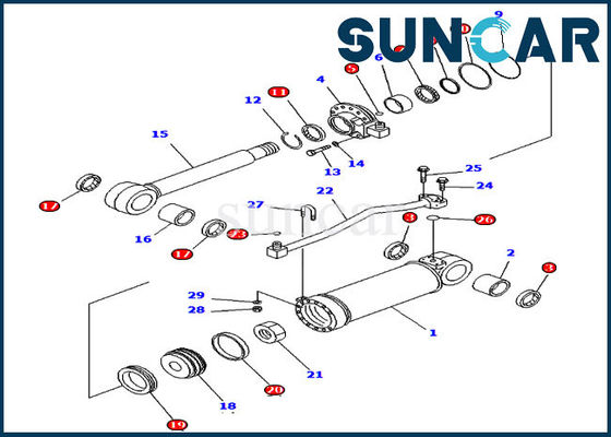 707-99-52170 estripador que sela modelos de Kit Komatsu Cylinder Seal Repair Kit Fits D65EX-15E0