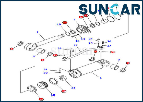 Serviço Kit For Komatsu D65E-12 D85ESS-2A da substituição do jogo 707-99-52230 do selo do cilindro do estripador
