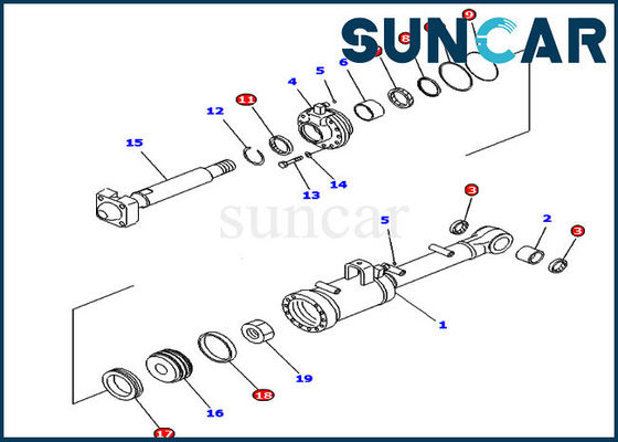 707-99-52215 selagem Kit Fits D65E-12 KOMATSU da inclinação do jogo ISO9001 do selo do reparo do cilindro hidráulico