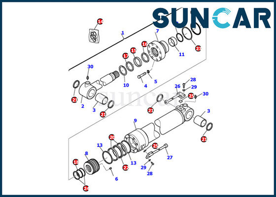 707-99-27650 jogo interno da gaxeta do reparo do jogo PC110R-1 PC95R-2 de Bucket Cylinder Seal da máquina escavadora de KOMATSU