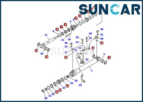707-99-36290 primeira máquina escavadora Inner Replacement de Kit Fits Komatsu PC120 PW130 do selo do cilindro do crescimento