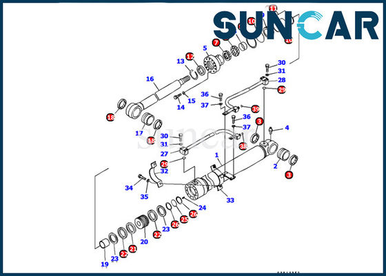 707-99-37340 jogo interno da gaxeta da selagem do reparo de Kit Komatsu Excavator PC128US-2-A do selo do cilindro do crescimento