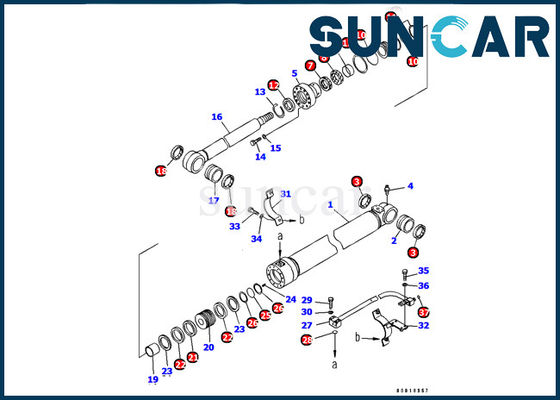 Peças de reparo internas da máquina escavadora de KOMATSU PC128US-2-AC do jogo 707-99-37350 do selo do cilindro do crescimento