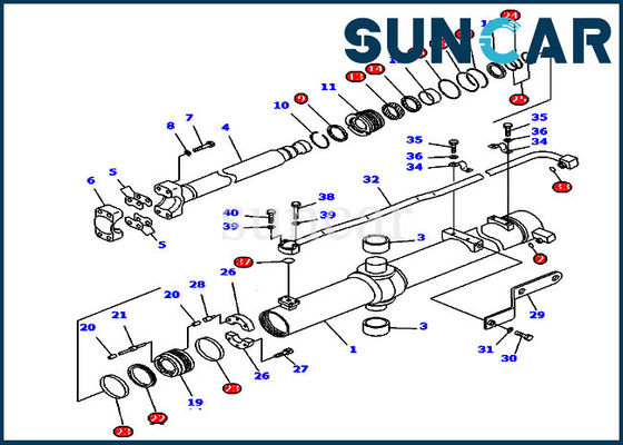 707-99-24555 escavadoras da esteira rolante de Kit For D85C-21 KOMATSU do selo do reparo do cilindro do peso contrário