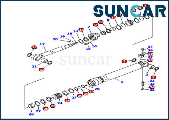 Máquina escavadora hidráulica Repair Kits Fits KOMATSU PC128US-2-AC do jogo 707-99-44390 do selo do cilindro do braço