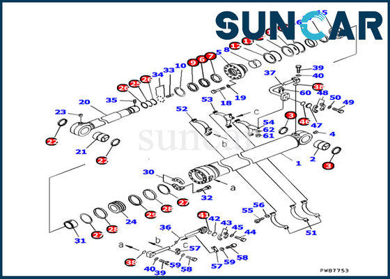 PC1250SP-7 modela o jogo de Kit Komatsu Excavator Inner Repair do selo do cilindro da cubeta de 707-99-67840 KOMATSU