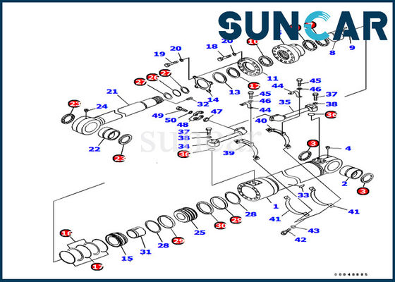 707-99-72370 peças internas da maquinaria inferior de Kit For Loader KOMATSU PC1250-7 do selo do cilindro da descarga