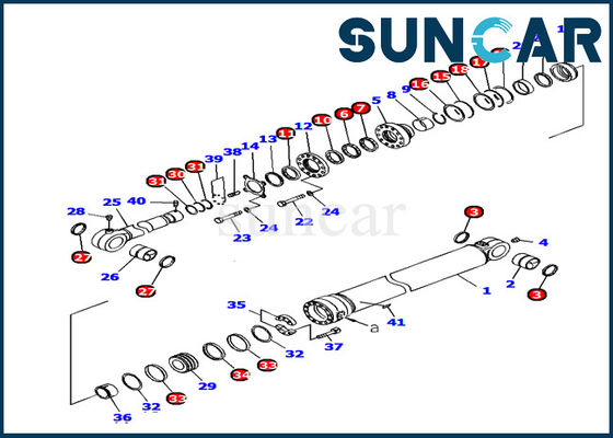 Máquina escavadora Model de Kit Inner Repair Service Kit PC1250-7 do selo do cilindro da cubeta de KOMATSU 707-99-72380