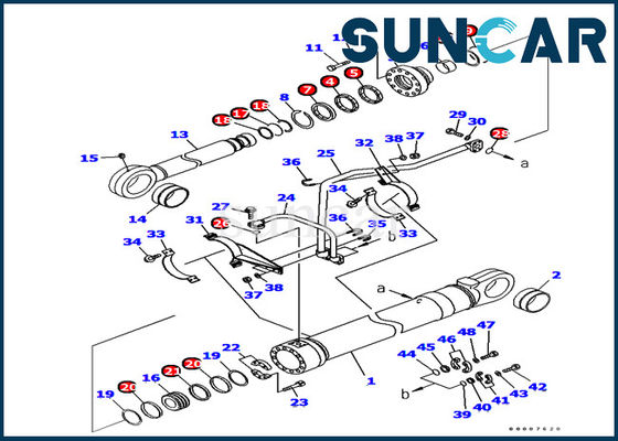 Jogos do selo do cilindro da cubeta do jogo 707-99-77050 do serviço de KOMATSU para a substituição da máquina escavadora PC1250-8