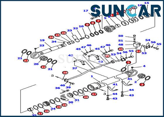 707-99-89250 modelo Inner Repair Kit da máquina escavadora de Kit Fits PC1250-7 do selo do cilindro do braço de KOMATSU