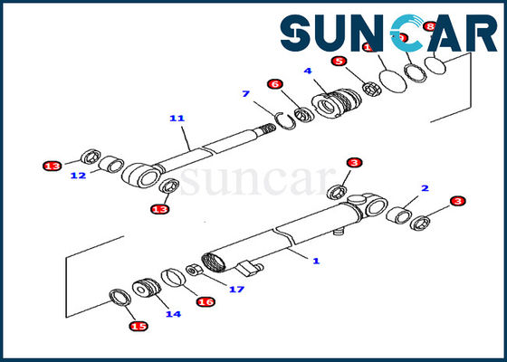 707-98-04640 substituição interna das peças de Kit Komatsu PC12R-8 do selo da resistência de Arm Cylinder Oil da máquina escavadora