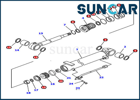 707-98-10880 serviço Kit Model Repair Parts do jogo PC12R-8 KOMATSU do selo da substituição do cilindro do crescimento