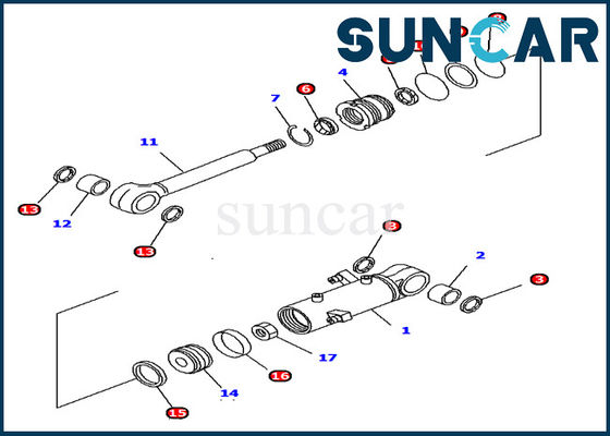 Serviço hidráulico Kit Machinery Sealing Kit do cilindro de lâmina de Komatsu 707-98-11300 da máquina escavadora PC12R-8